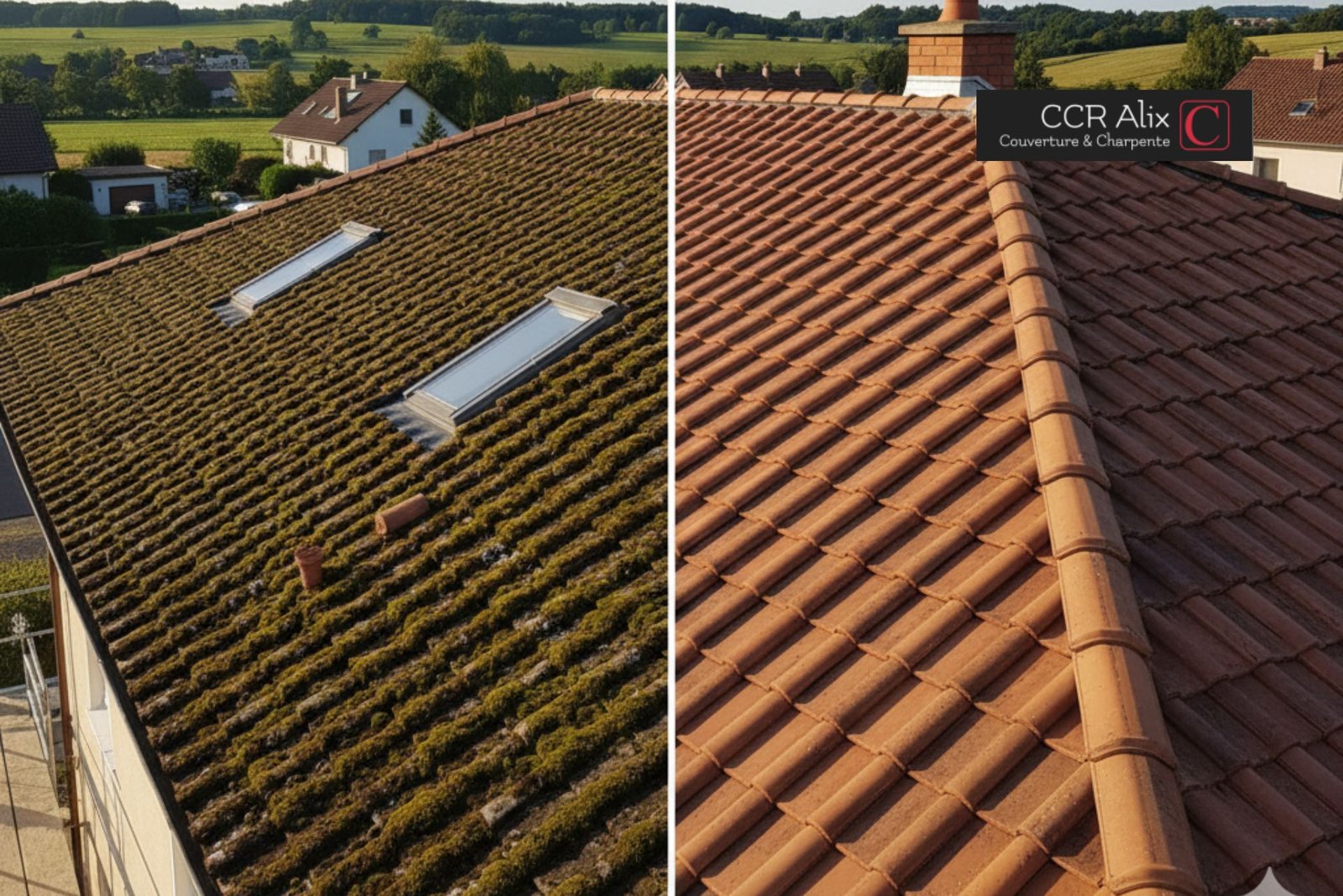 Nettoyage toiture avant après
