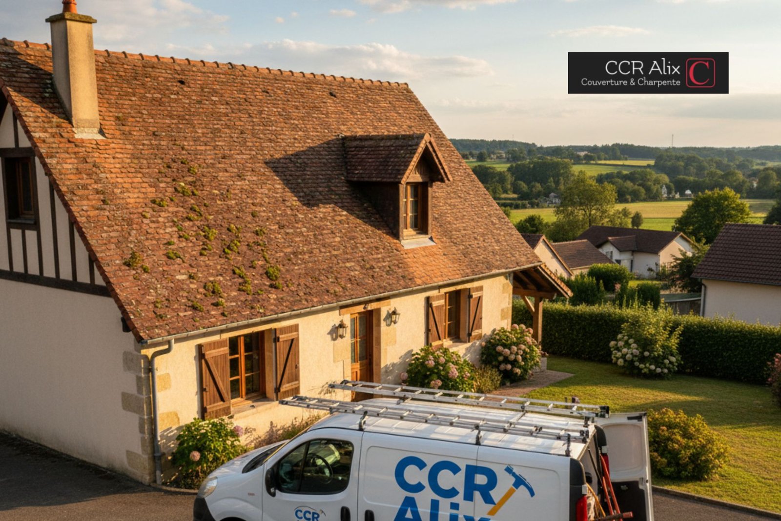 Toiture avant démoussage Bourg-en-Bresse