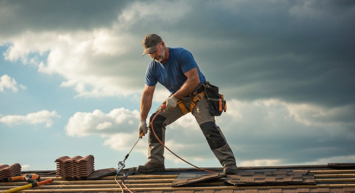 Réparation urgente de toiture après tempête par un couvreur